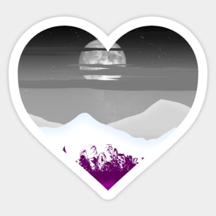 Asexual mountainscape subtle heart Sticker